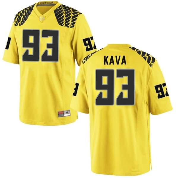 Oregon Ducks Youth #93 Sione Kava Football College Game Gold Jersey UPR15O6B