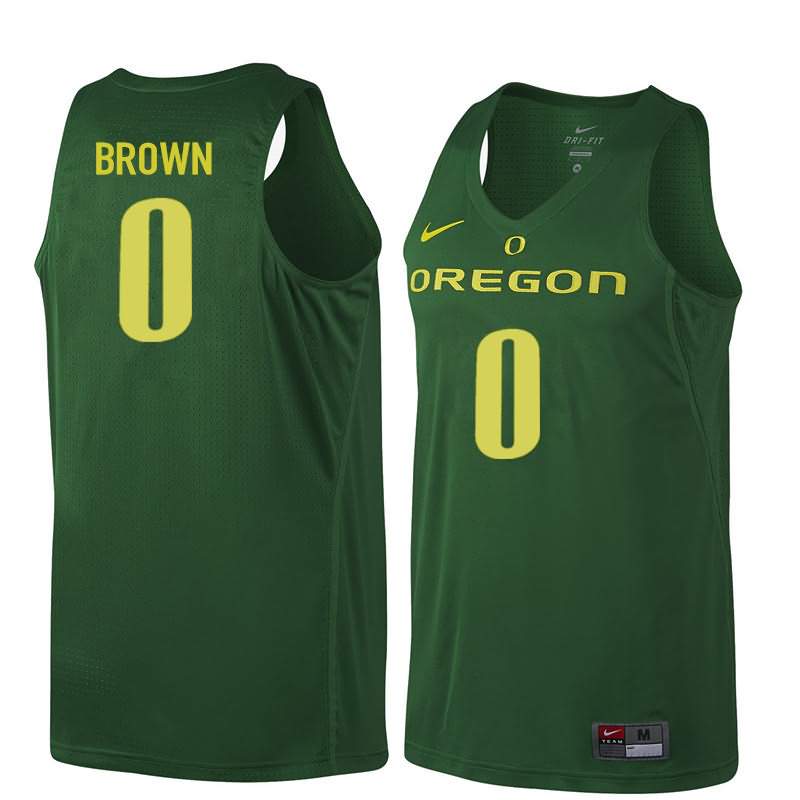 Oregon Ducks Men's #0 Troy Brown Basketball College Dark Green Jersey LQG10O3C