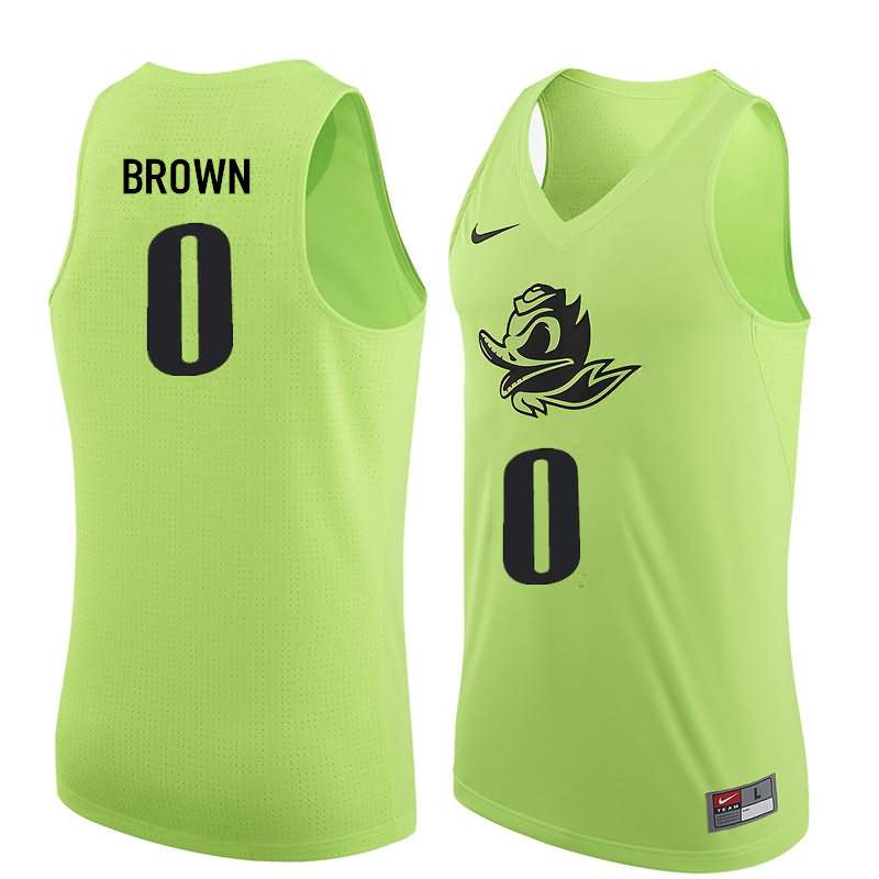 Oregon Ducks Men's #0 Troy Brown Basketball College Electric Green Jersey IHA57O5U