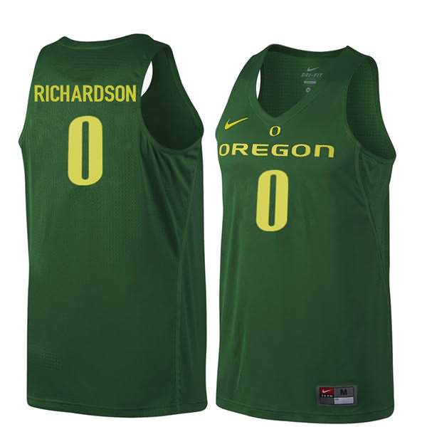 Oregon Ducks Men's #0 Will Richardson Basketball College Dark Green Jersey RUP68O2N