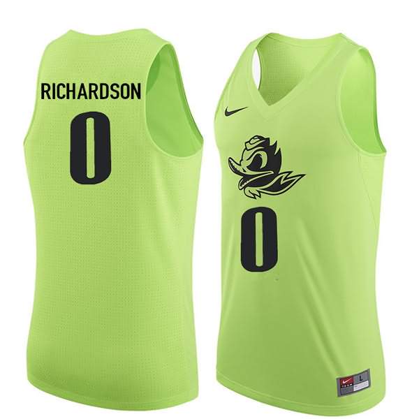 Oregon Ducks Men's #0 Will Richardson Basketball College Electric Green Jersey OAT15O0R