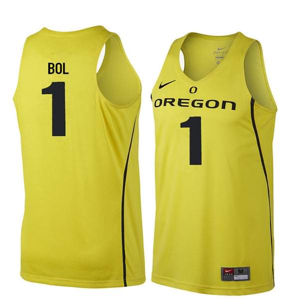 Oregon Ducks Men's #1 Bol Bol Basketball College Yellow Jersey SIC76O6X