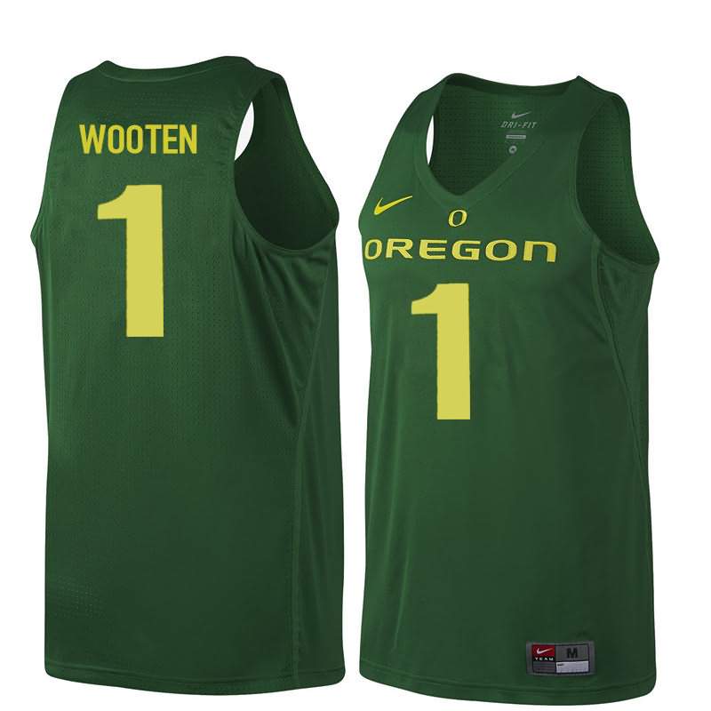 Oregon Ducks Men's #1 Kenny Wooten Basketball College Dark Green Jersey XOV77O0E