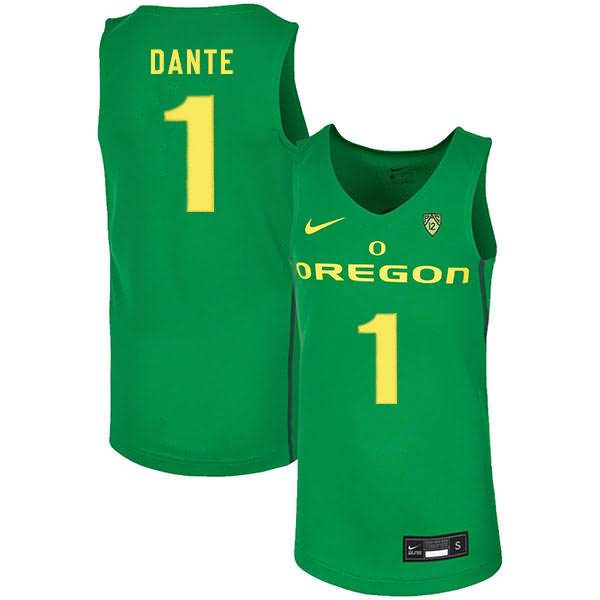 Oregon Ducks Men's #1 N'Faly Dante Basketball College Green Jersey OFX84O2M