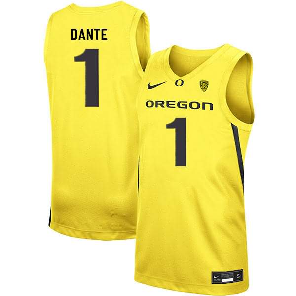 Oregon Ducks Men's #1 N'Faly Dante Basketball College Yellow Jersey WFN56O0A