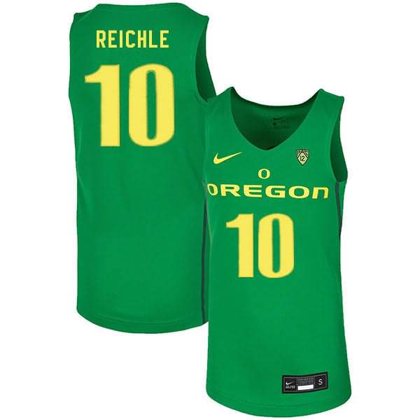 Oregon Ducks Men's #10 Gabe Reichle Basketball College Green Jersey DKF35O0F