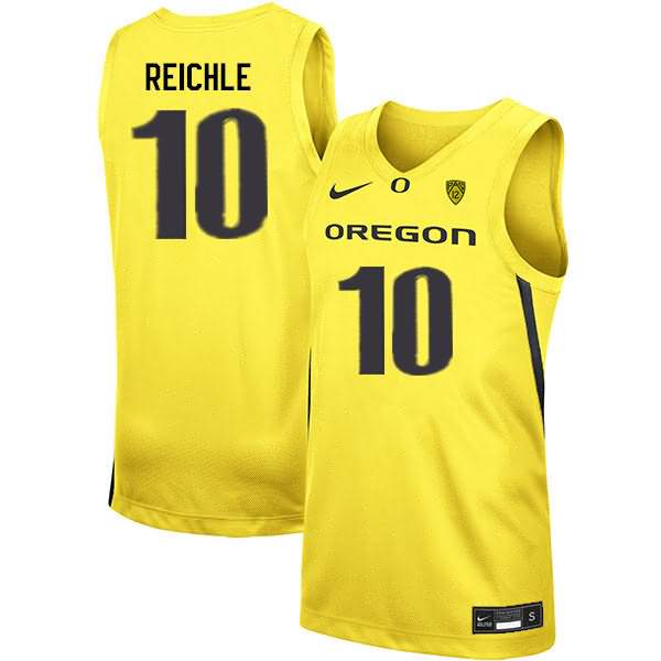 Oregon Ducks Men's #10 Gabe Reichle Basketball College Yellow Jersey FWJ55O7O