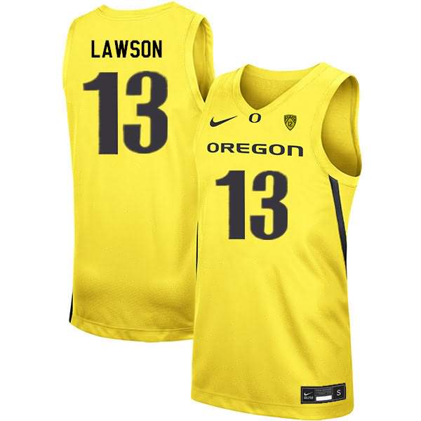 Oregon Ducks Men's #13 Chandler Lawson Basketball College Yellow Jersey OCF40O7S