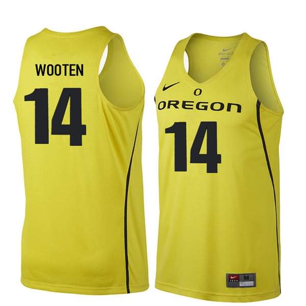 Oregon Ducks Men's #1 Kenny Wooten Basketball College 4 Yellow Jersey BEB67O5O