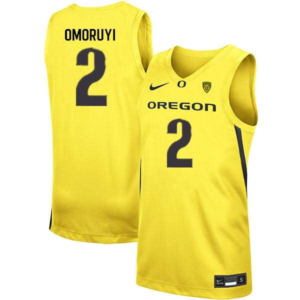 Oregon Ducks Men's #2 Eugene Omoruyi Basketball College Yellow Jersey JLZ17O8H