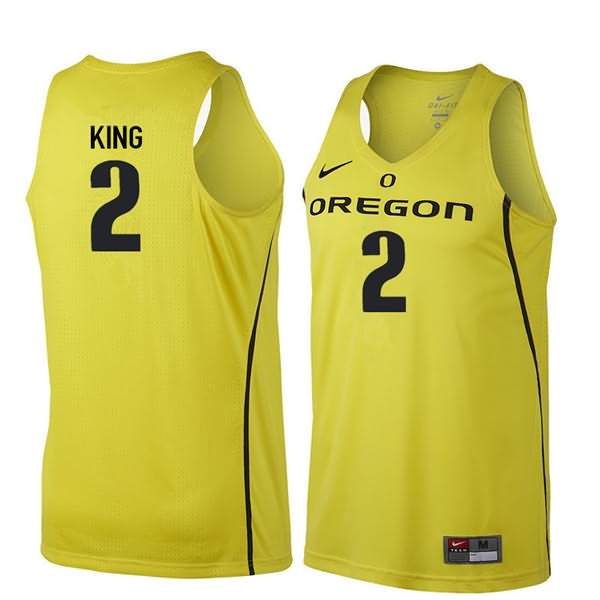 Oregon Ducks Men's #2 Louis King Basketball College Yellow Jersey LVB40O7D