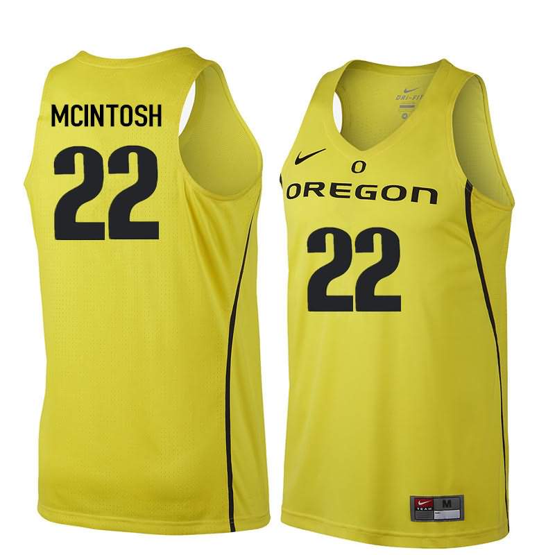 Oregon Ducks Men's #22 Mikyle McIntosh Basketball College Yellow Jersey VUS03O6Z