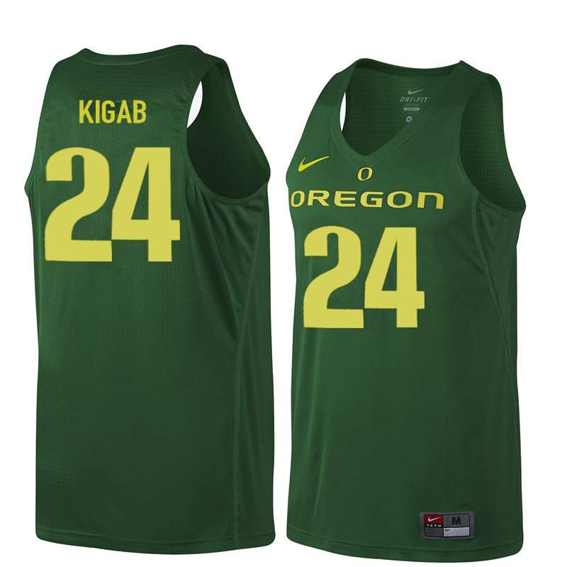 Oregon Ducks Men's #24 Abu Kigab Basketball College Dark Green Jersey AFB71O3Y