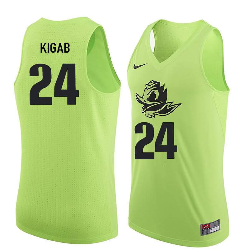 Oregon Ducks Men's #24 Abu Kigab Basketball College Electric Green Jersey VJG74O8J