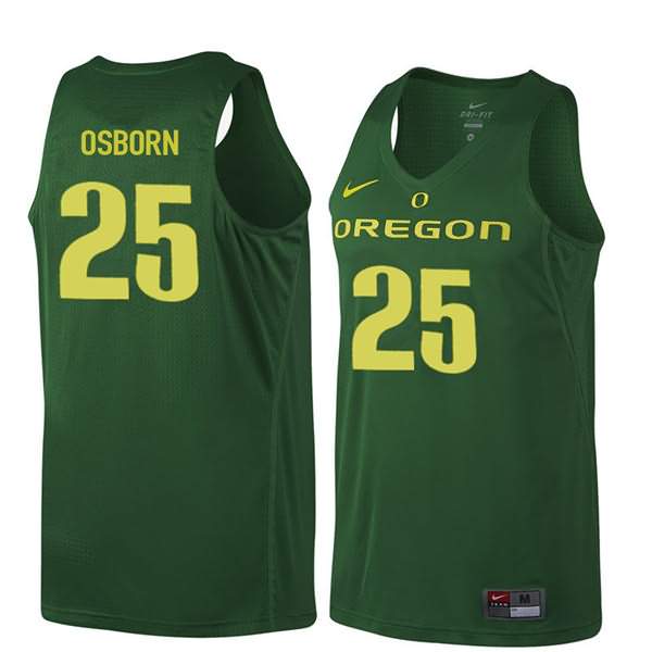 Oregon Ducks Men's #25 Luke Osborn Basketball College Dark Green Jersey TOM41O6P