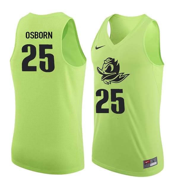 Oregon Ducks Men's #25 Luke Osborn Basketball College Electric Green Jersey YWU61O4A