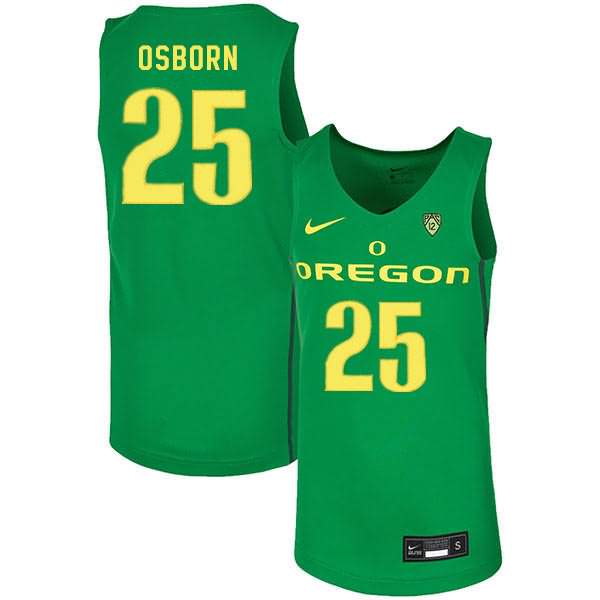 Oregon Ducks Men's #25 Luke Osborn Basketball College Green Jersey DXQ53O1S