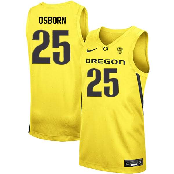 Oregon Ducks Men's #25 Luke Osborn Basketball College Yellow Jersey PQJ35O5U