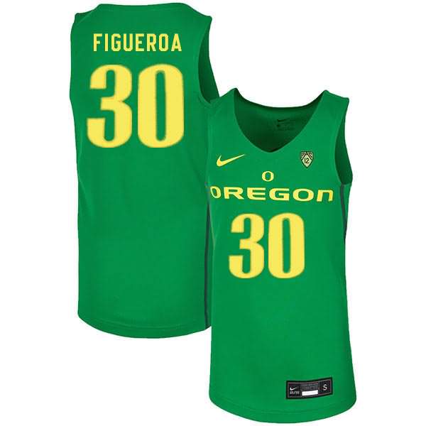 Oregon Ducks Men's #30 LJ Figueroa Basketball College Green Jersey YWJ60O3F