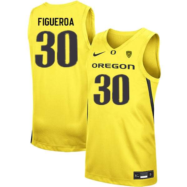 Oregon Ducks Men's #30 LJ Figueroa Basketball College Yellow Jersey AWD22O5Y