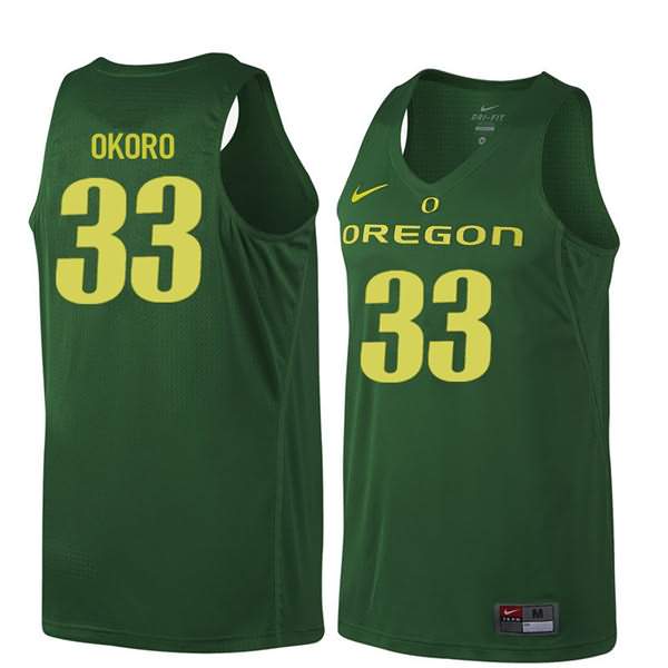 Oregon Ducks Men's #33 Francis Okoro Basketball College Dark Green Jersey CEF87O6G