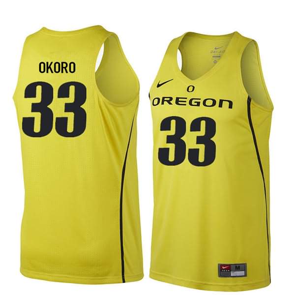 Oregon Ducks Men's #33 Francis Okoro Basketball College Yellow Jersey TEE06O7R