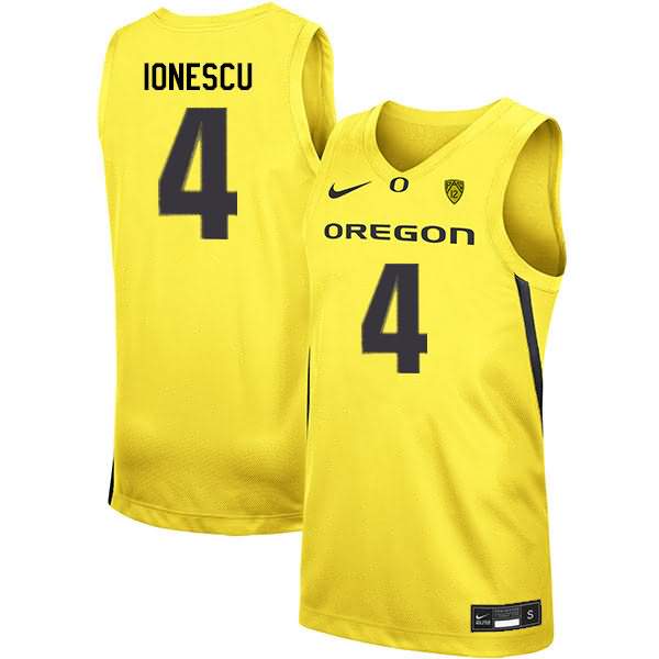 Oregon Ducks Men's #4 Eddy Ionescu Basketball College Yellow Jersey PRX00O6U