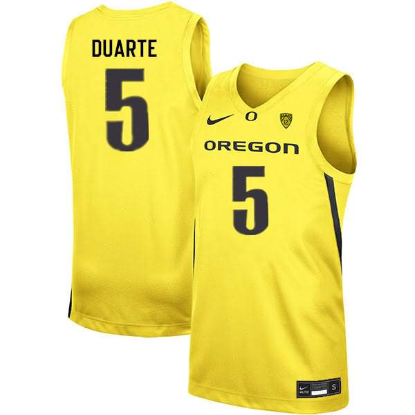 Oregon Ducks Men's #5 Chris Duarte Basketball College Yellow Jersey MJH40O3I