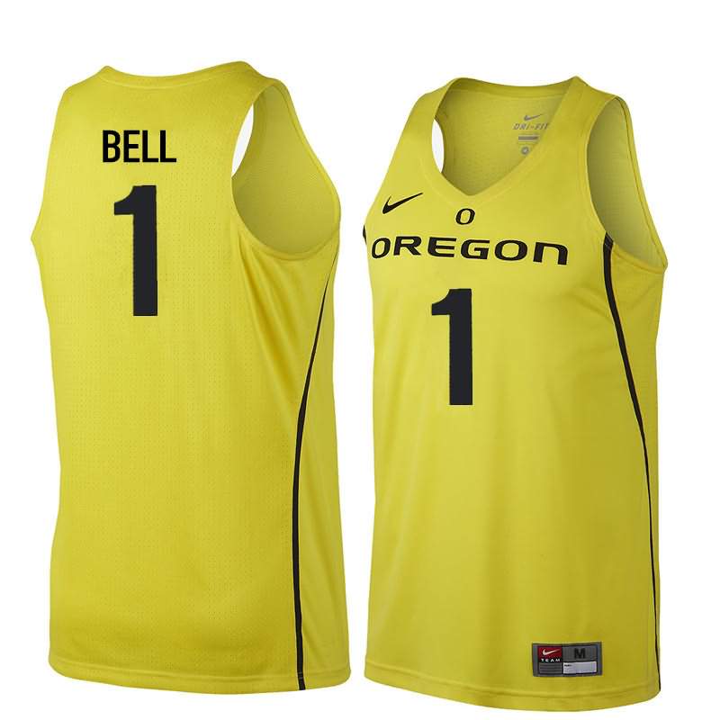 Oregon Ducks Men's #1 Jordan Bell Basketball College Yellow Jersey OLU58O3F