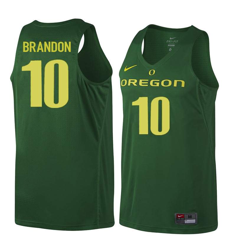 Oregon Ducks Men's #10 Terrell Brandon Basketball College Dark Green Jersey IHV16O7X