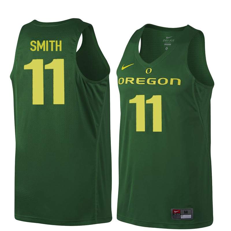 Oregon Ducks Men's #11 Keith Smith Basketball College Dark Green Jersey DHC64O7D