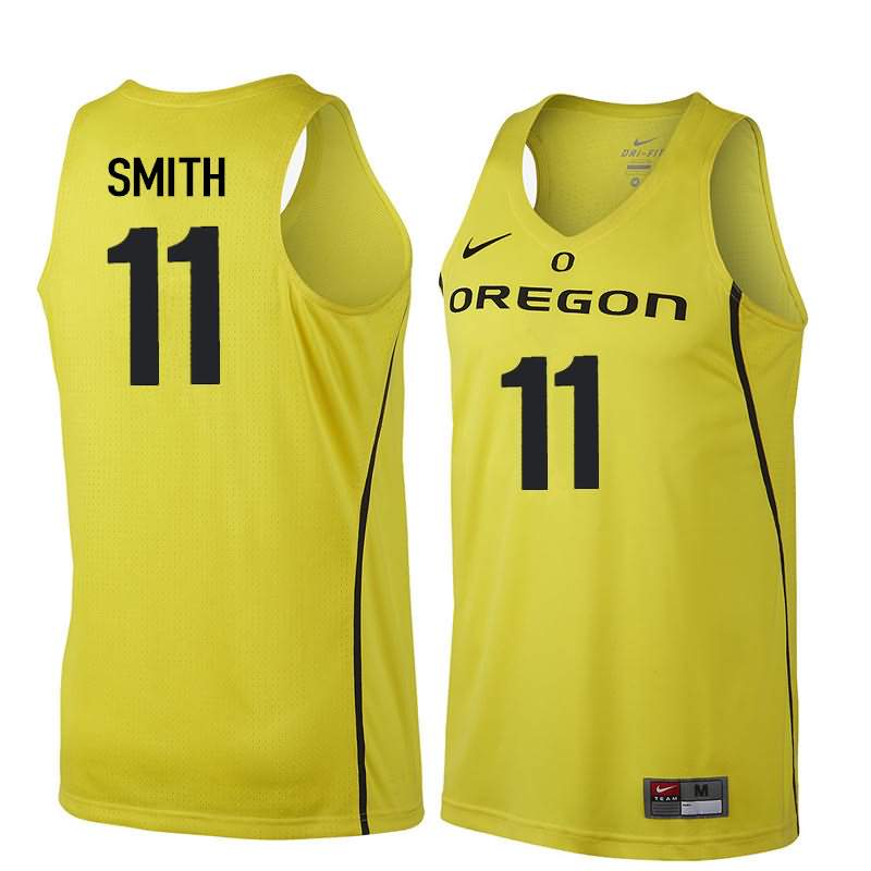Oregon Ducks Men's #11 Keith Smith Basketball College Yellow Jersey CMV52O8R