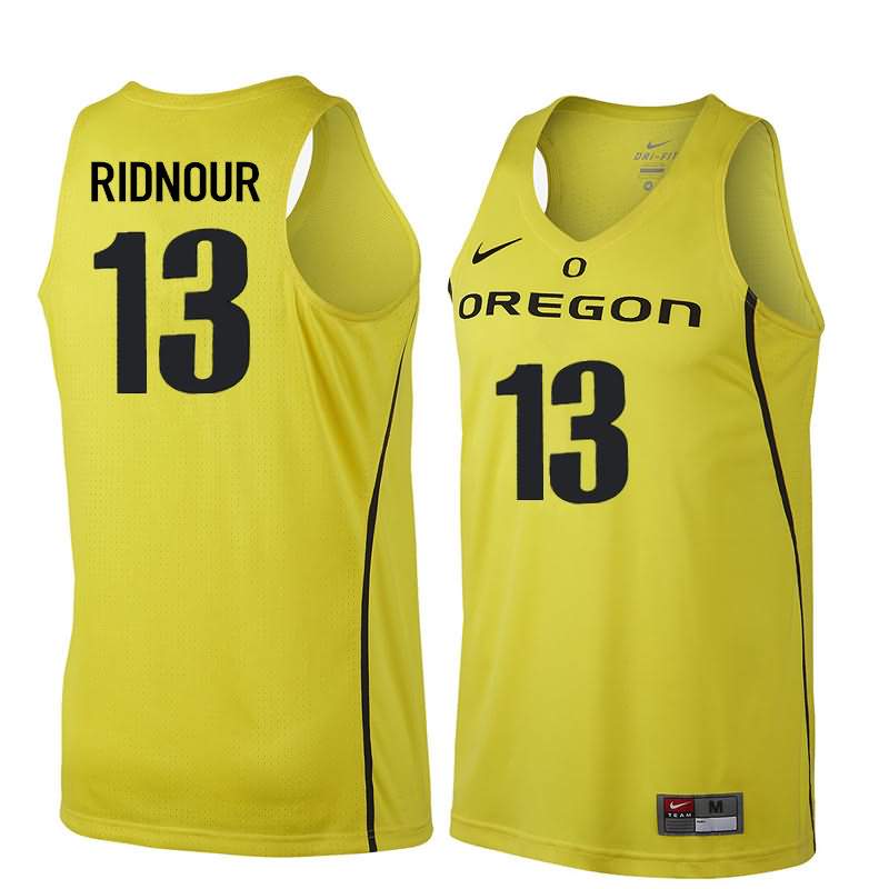 Oregon Ducks Men's #13 Luke Ridnour Basketball College Yellow Jersey ZSG52O7Z