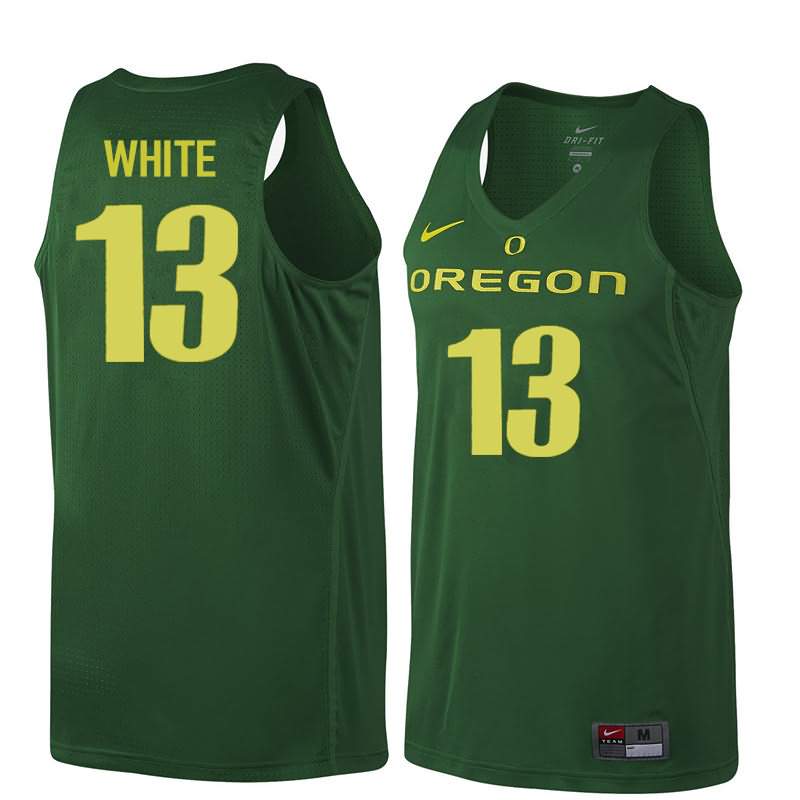 Oregon Ducks Men's #13 Paul White Basketball College Dark Green Jersey XUW61O3A