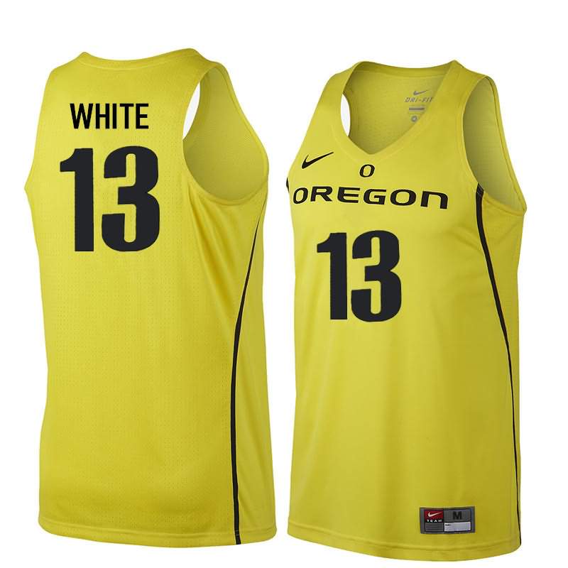 Oregon Ducks Men's #13 Paul White Basketball College Yellow Jersey KWI27O1C