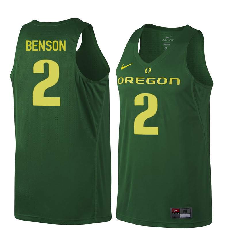 Oregon Ducks Men's #2 Casey Benson Basketball College Dark Green Jersey XBX11O3O