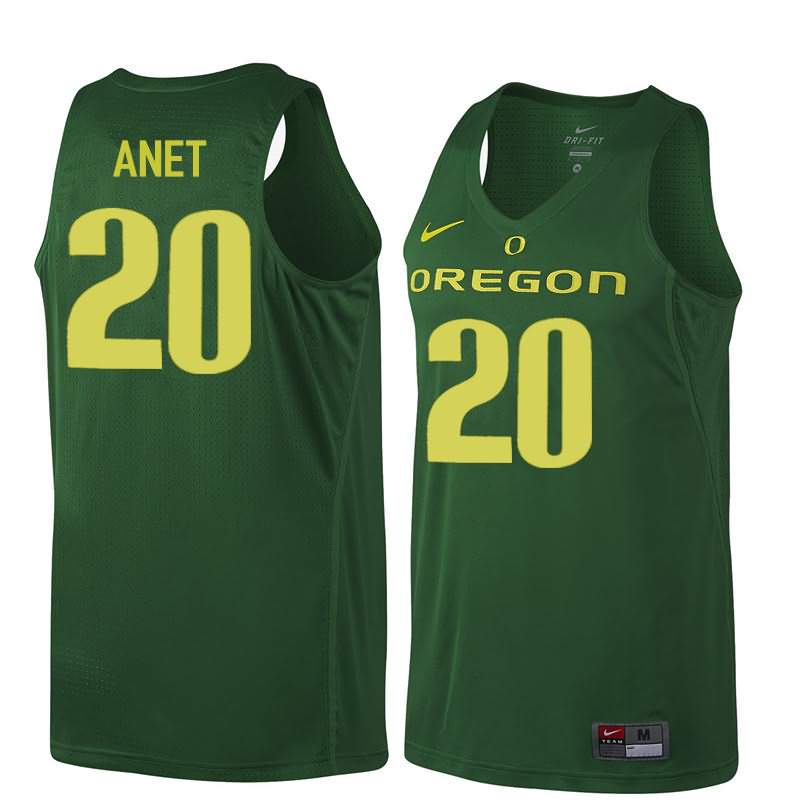 Oregon Ducks Men's #20 Bob Anet Basketball College Dark Green Jersey JHZ38O7O