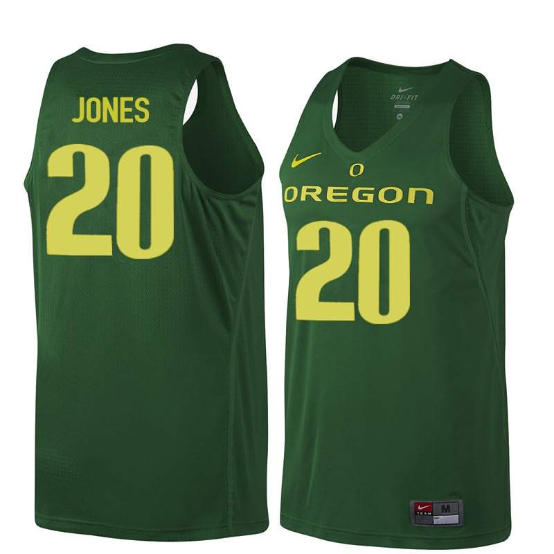 Oregon Ducks Men's #20 Fred Jones Basketball College Dark Green Jersey QDN74O4M