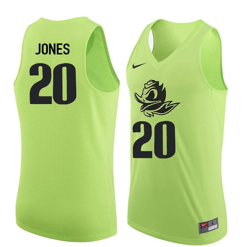 Oregon Ducks Men's #20 Fred Jones Basketball College Electric Green Jersey WJO53O2Q