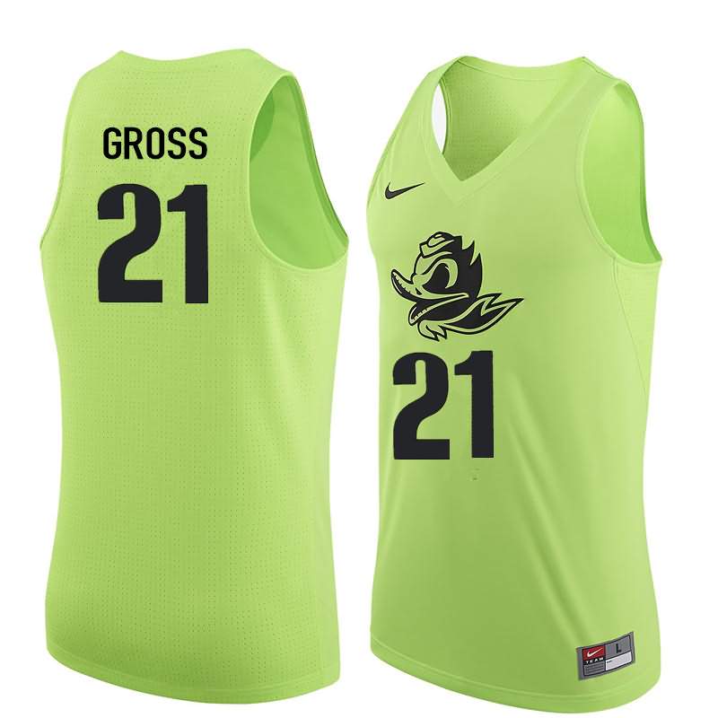 Oregon Ducks Men's #21 Evan Gross Basketball College Electric Green Jersey XZC02O8H