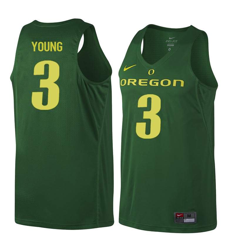 Oregon Ducks Men's #3 Joseph Young Basketball College Dark Green Jersey BBV52O1K