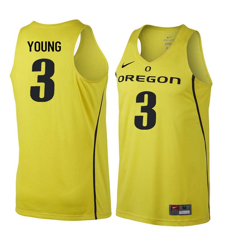 Oregon Ducks Men's #3 Joseph Young Basketball College Yellow Jersey CEI05O6J
