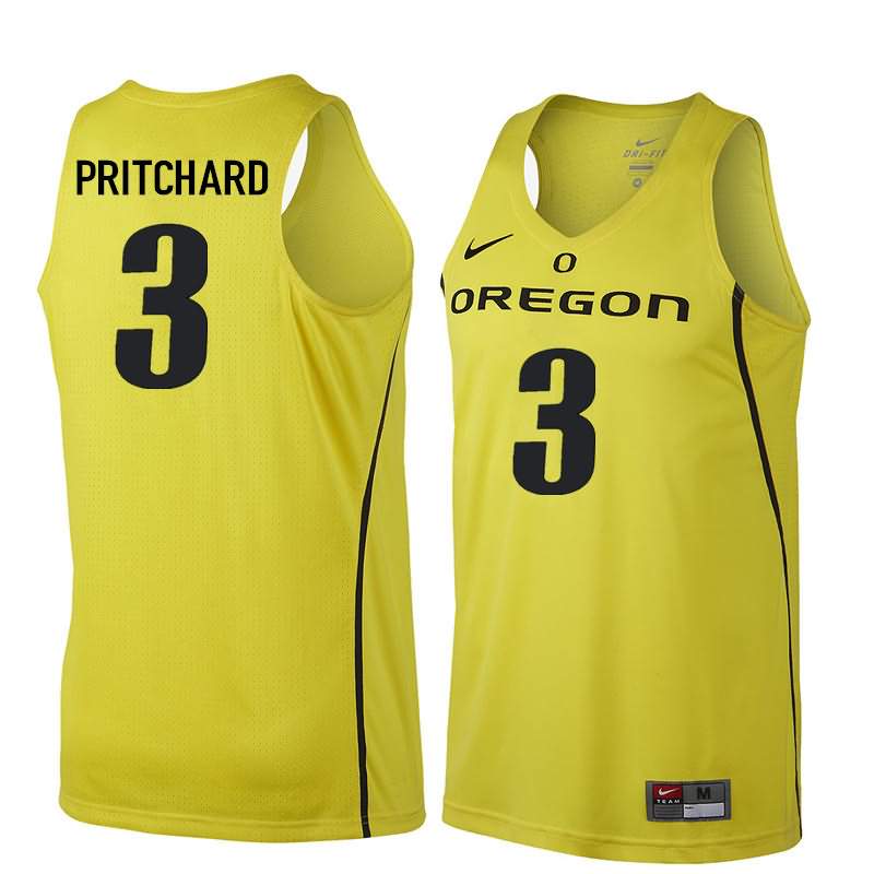 Oregon Ducks Men's #3 Payton Pritchard Basketball College Yellow Jersey LUF26O2U