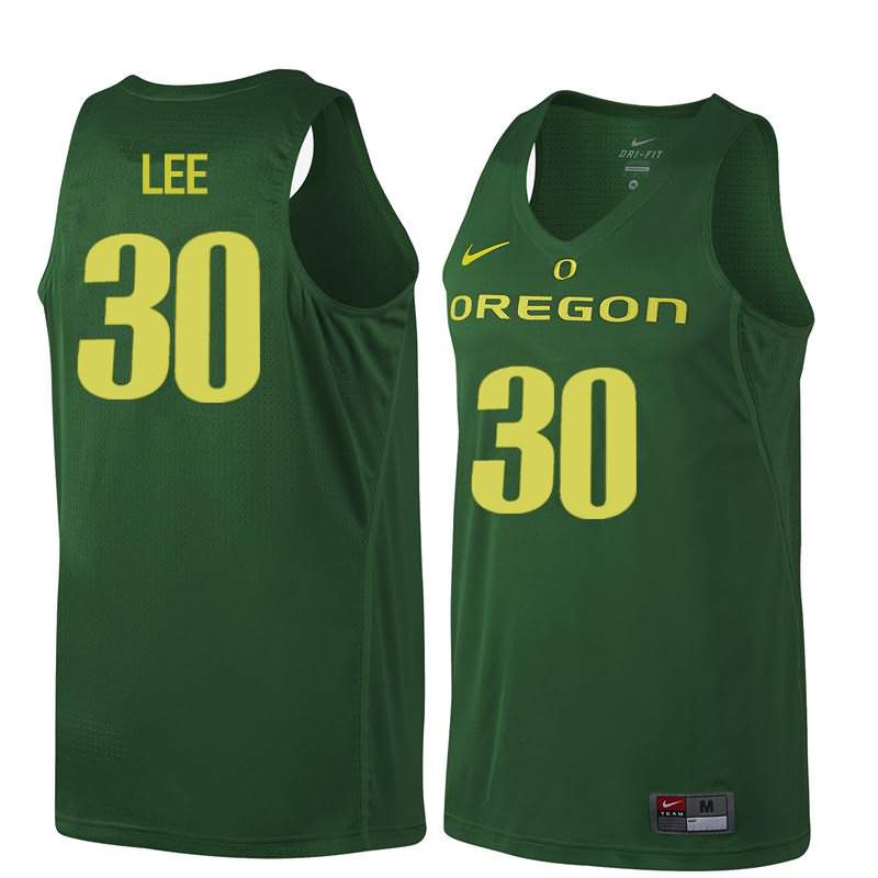 Oregon Ducks Men's #30 Ron Lee Basketball College Dark Green Jersey HCL60O4Z
