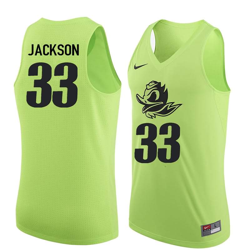 Oregon Ducks Men's #33 Luke Jackson Basketball College Electric Green Jersey PBS13O5H