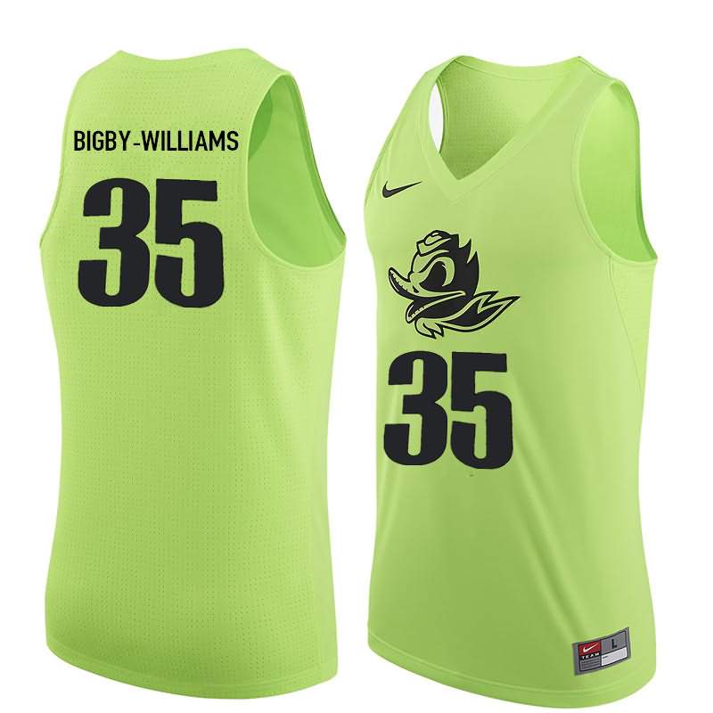 Oregon Ducks Men's #35 Kavell Bigby-Williams Basketball College Electric Green Jersey OGJ07O6V