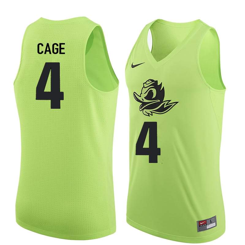 Oregon Ducks Men's #4 M.J. Cage Basketball College Electric Green Jersey VGD68O8P
