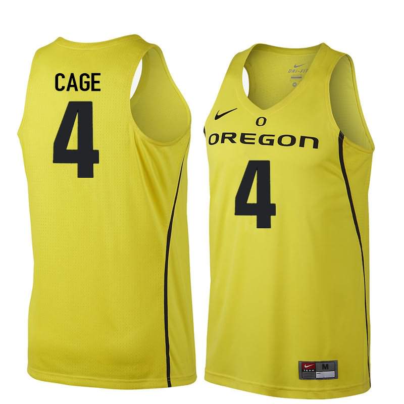Oregon Ducks Men's #4 M.J. Cage Basketball College Yellow Jersey OZR62O4N