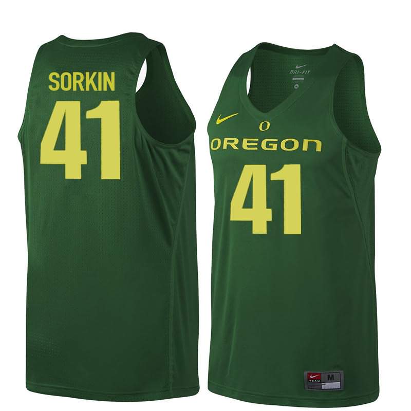 Oregon Ducks Men's #41 Roman Sorkin Basketball College Dark Green Jersey RGJ52O0T