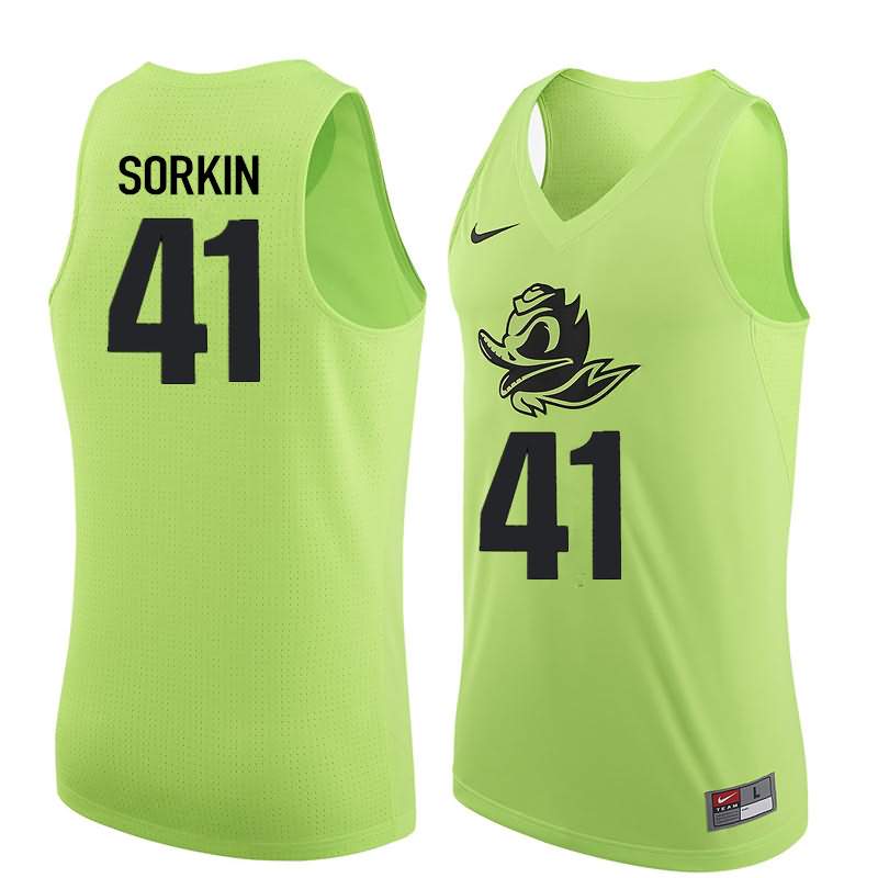 Oregon Ducks Men's #41 Roman Sorkin Basketball College Electric Green Jersey BIY16O4S